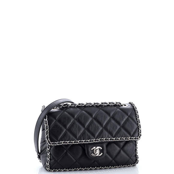 Chanel Medium Running Chain Around Flap Bag Quilted Crumpled Calfskin - Picture 3 of 6